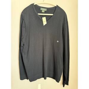 Eddie Bauer Cotton Cashmere V-Neck Sweater Black NWT Men’s Size Large Minimalist